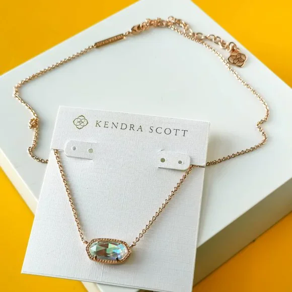 Elisa Rose Gold Dichroic Glass Pendant Necklace by Kendra Scott - Picture 2 of 3